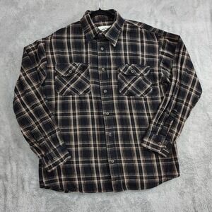 Kilimanjaro Shadow Plaid Flannel Shirt Long Sleeve Button Heavy‎ Mens Size Large